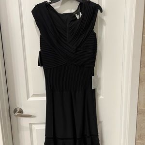 NWT Tadashi Shoji black fit and flare dress in black size S